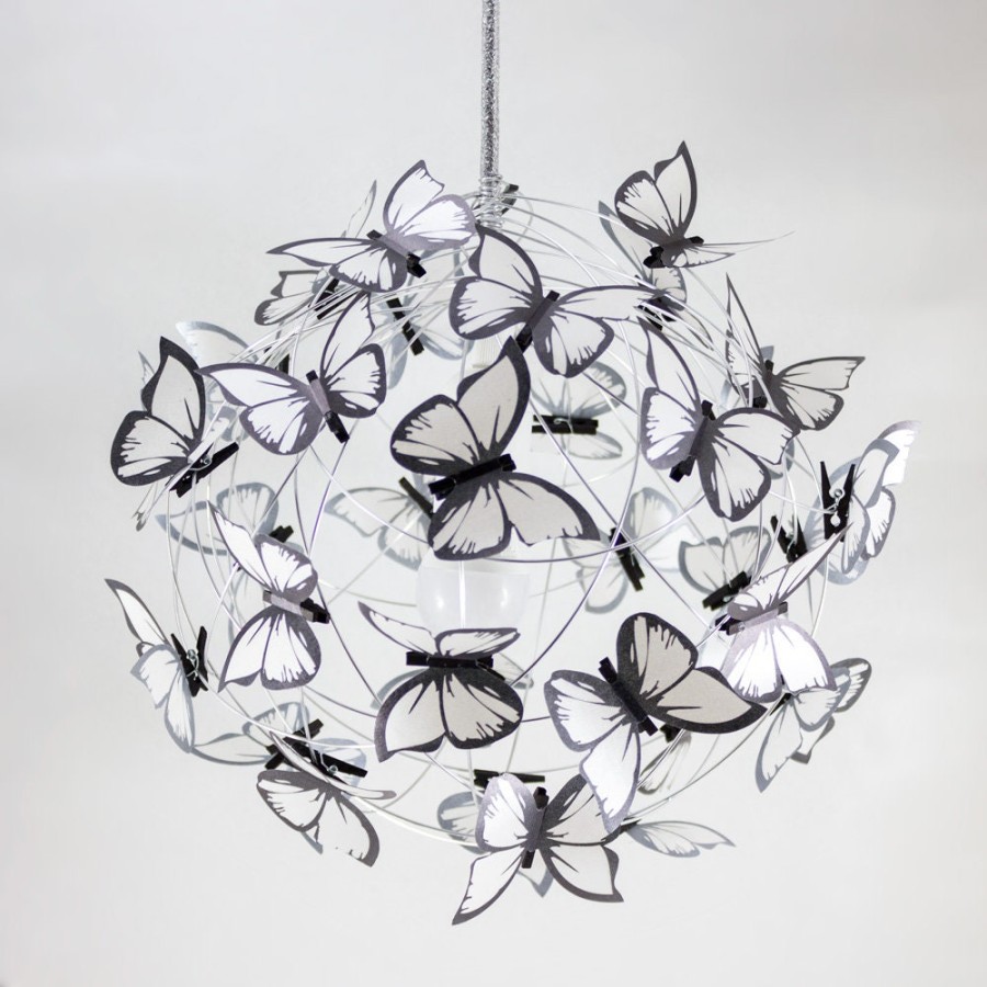 Montessori light fixture with white butterfly